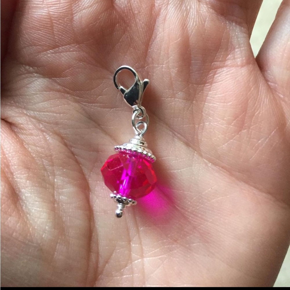 Origami Owl Fuchsia Crystal Charm